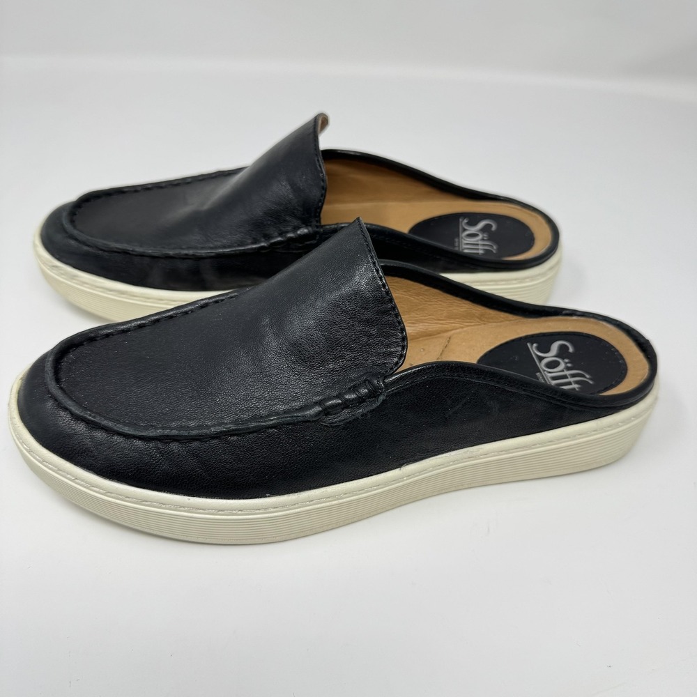 Sofft Mule Shoes Womens Size 7.5 Black Leather Slip On Comfort Walking Loafer
